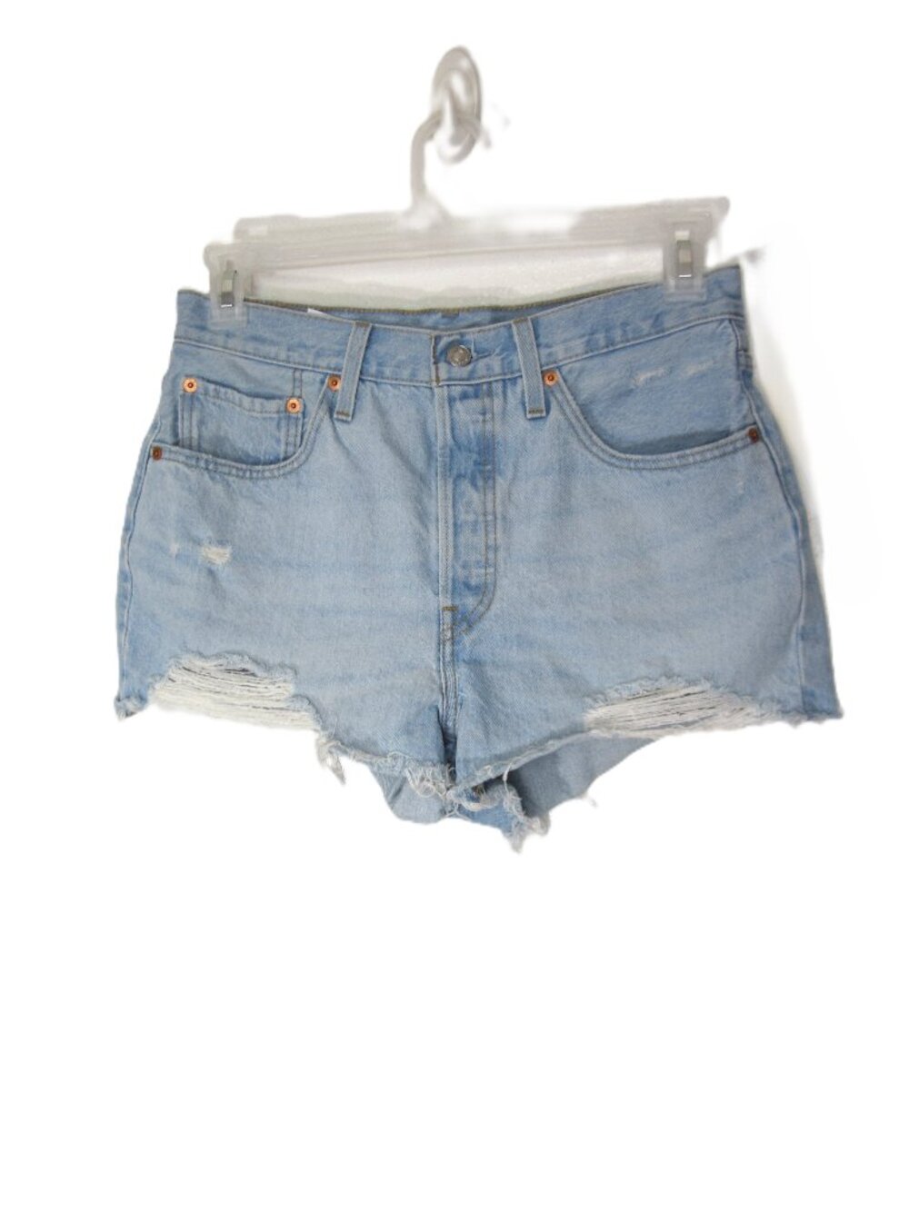 Levi's Size 30 High Waist 501 Cut Off Jean Denim Shorts Distressed Button Fly